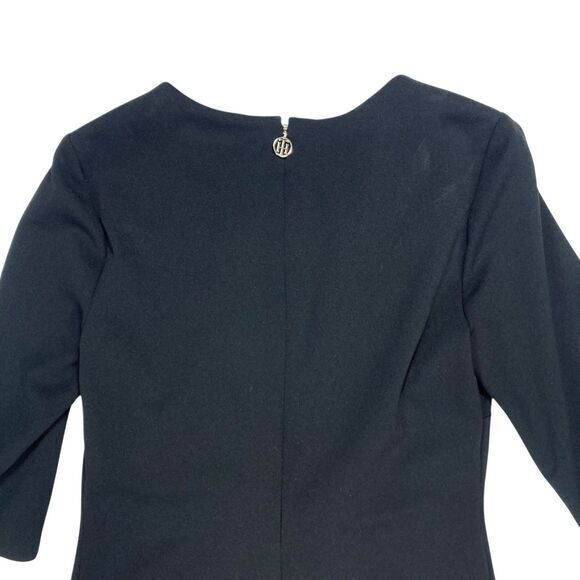 Tommy Hilfiger Bell Sleeve Sheath Dress 4 Black Stretch Elegant Business Casual - Picture 7 of 16